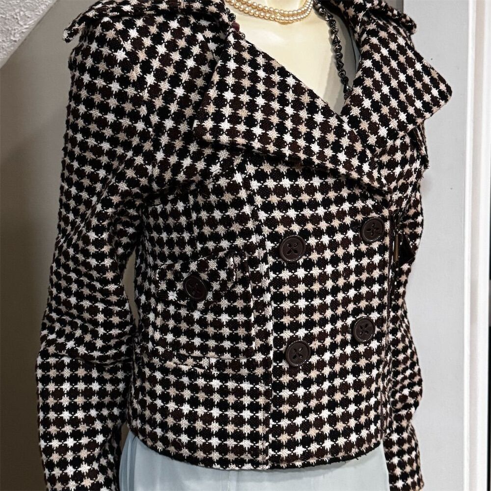 Paris Hilton Women's Houndstooth Jacket Medium Black Double-Breasted
